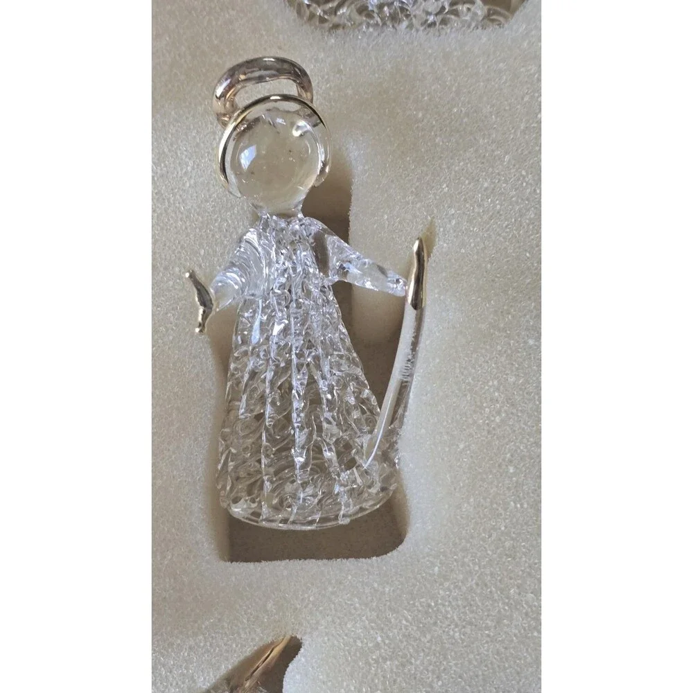 Vintage 13pc Spun Glass Christmas Nativity Jesus Creche Animals Kings Angel..